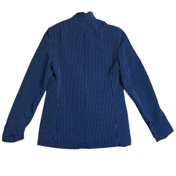 70s Vintage Spinnerin Jacket MEDIUM Blue and White Stripes Virgin Wool - Picture 2 of 12